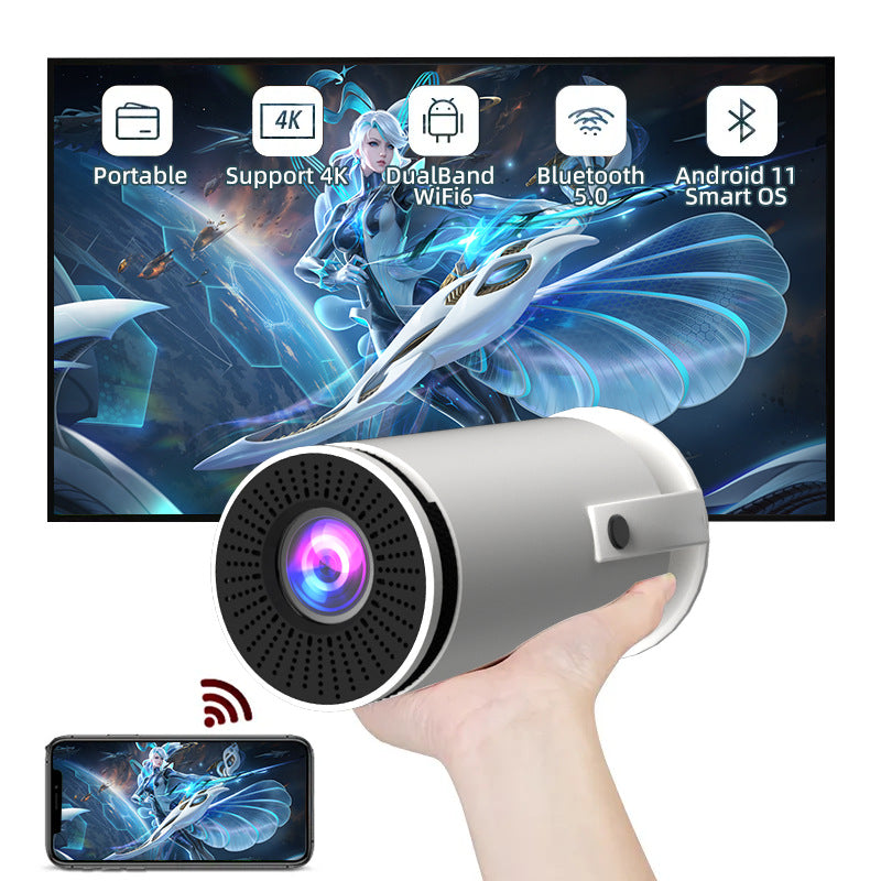 Projecteur HY300 portable design compact blanc - WiFi Bluetooth Android 11