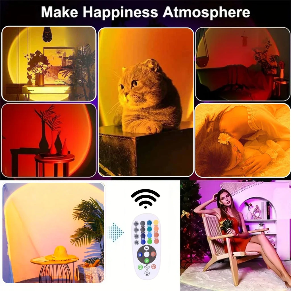 Lampe sunset rotation 180 degres telecommande - projection coucher soleil ajustable